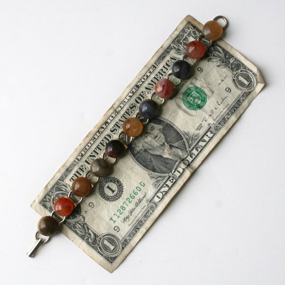 VINTAGE Stone Bracelet Womens  Gold Tone Polished Rock Fall Wear - Picture 5 of 5